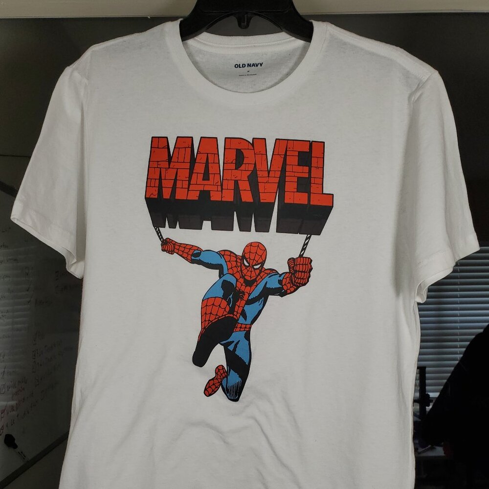 MENS WHITE OLD NAVY SPIDERMAN T-SHIRT MEDIUM